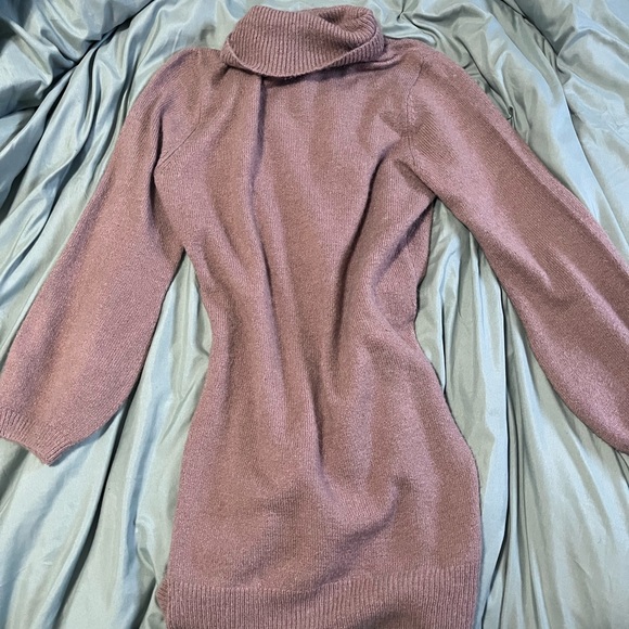 Warm fuzzy Knit turtle neck sweater dress - Picture 1 of 4